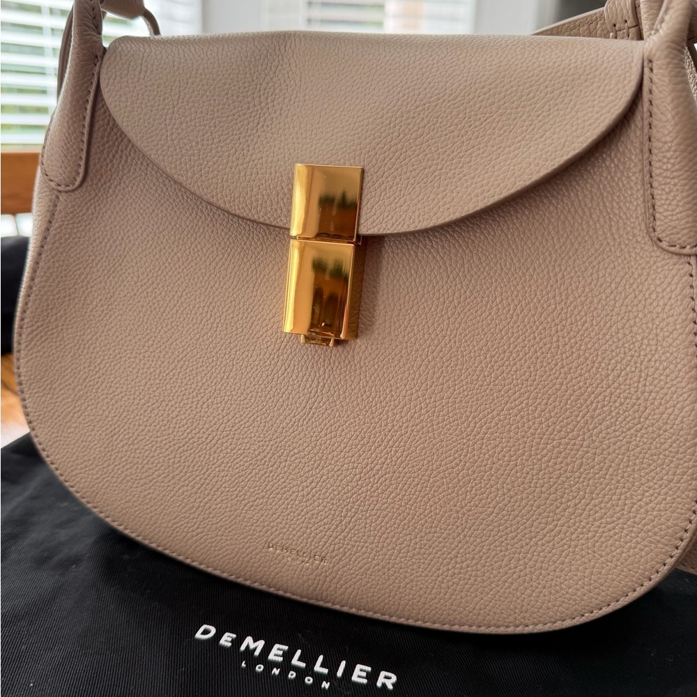 DeMellier Taupe SaddleBag with Gold Accent